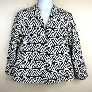 Connie Roberson Womens Art To Wear SILK Designer Jacket XLarge Black Geometric